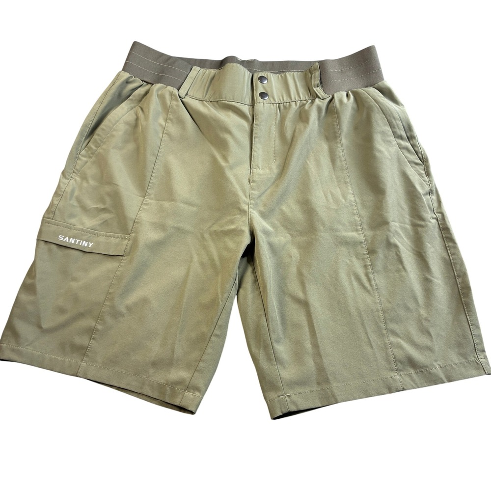Santiny Mens‎ Hiking Shorts XL Olive Green Khaki Quick Dry Cargo Stretch Golf